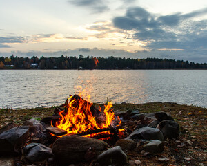 campfire on the lake