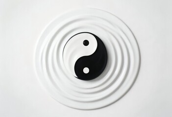 A 3d yin yang symbol icon isolated on white represents a zen balance of harmony and tao meditation through a classic black and round China culture sign illustration