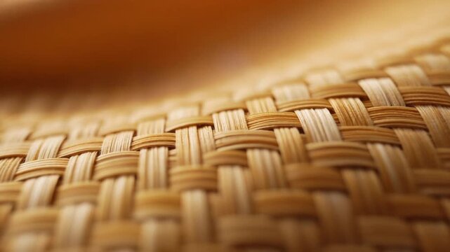 Close Up Of Handcrafted Woven Bamboo Texture Background