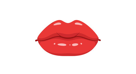 Obraz premium Red Lips Vector Illustration, Flat Design, Beauty and Fashion Concept, Isolated