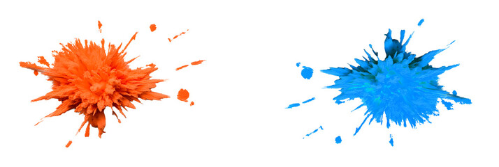 colorful ink splashes, png file, transparent background