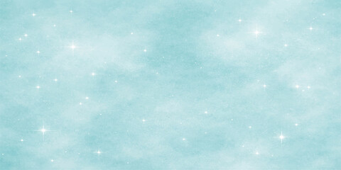 An abstract Christmas background featuring falling snowflakes and stars over a magic blue winter sky with glowing light textures and ice patterns for a festive holiday season illustration © Graph Rover