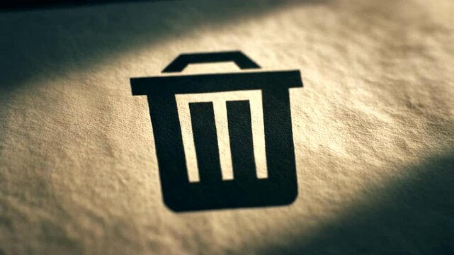 Trash Can Icon on Surface with Spotlight.