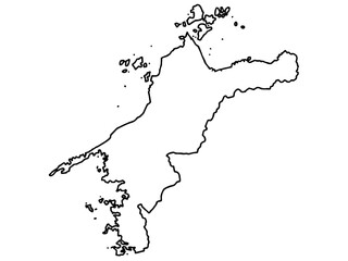 愛媛県地図 筆タッチ 和風 四国 西日本 / A brushstroke map of Ehime Prefecture