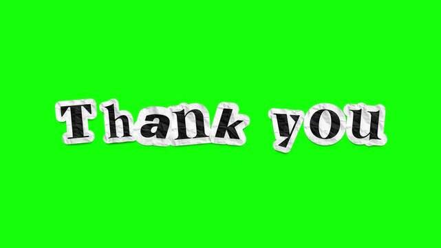 Green Screen Thank You Typography Newspaper Cutout Style