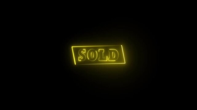 Neon line sold text animation on the black background.