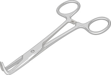 Obraz premium Surgical clamp instrument isolated object medical steel tool for procedures and healthcare vector