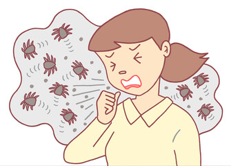 病気・疾患のイラスト - ダニアレルギー・喘息・アレルゲン