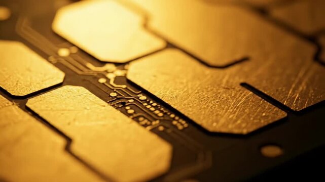 Close-up of a gold credit or debit card with intricate details.