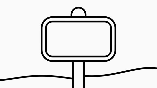 Blank Horizon Signpost Placeholder Icon on White Background with Wavy Ground Lines - Empty Display Board for Text or Graphics, Isolated Graphic Resource for Direction, Information, or Announcement, Mi