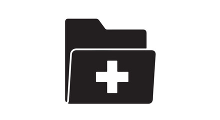 Obraz premium Medical Folder Icon in Minimalist Style with Simple Black and White Color Scheme on Clean Flat Design for Healthcare Interface