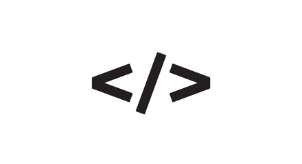 Fototapeta premium Code symbol in minimalist design with dark color on white background for web development