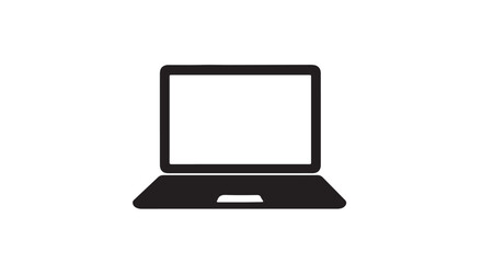 Fototapeta premium Laptop Computer Silhouette in Simple Flat Design with Blank Screen on White Background for Technology Illustration