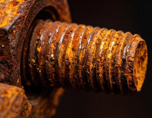 Rusted Bolt Thread Extreme Close Up Corrosion Texture

