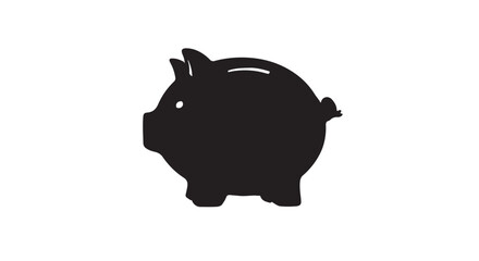 Fototapeta premium Piggy Bank Silhouette in Simple Minimalist Style with Solid Black Color on White Background for Finance Illustration