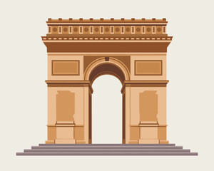 Fototapeta premium Iconic triumphal arch architectural landmark, the Arc de Triomphe in Paris, France, featuring classical design and monumental structure set against a clean, neutral background ideal for travel, histor