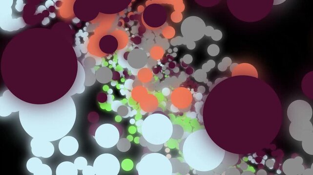 Abstract colorful vector background featuring a bright pattern of pink hearts and circles for a romantic Valentine day wallpaper decoration