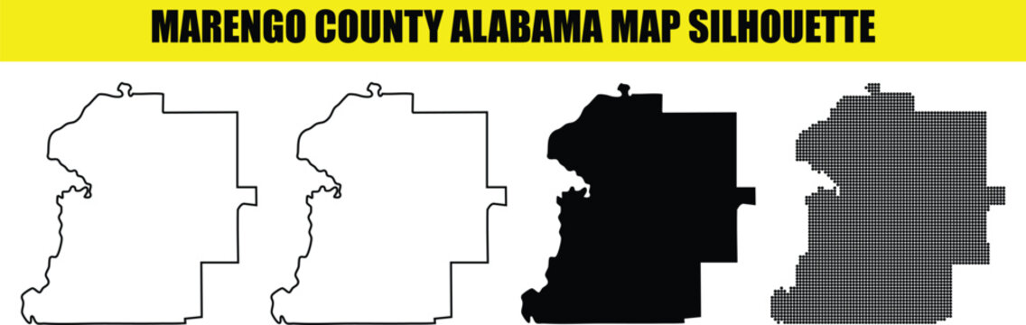 Marengo county alabama map silhouette vector graphic for design