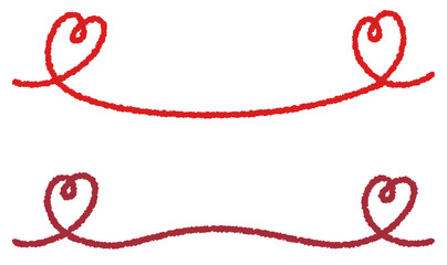 かわいいハートのクレヨンアンダーライン/レッド