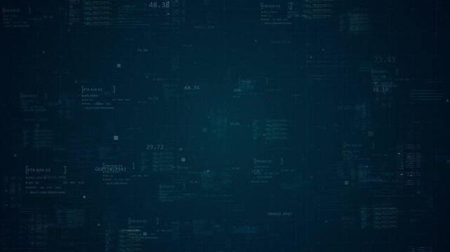 Motion graphic of Blue data matrix simulation digital line and grid technology with futuristic HUD screen on ai abstract background concept