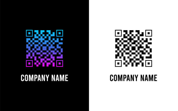 Modern technology logo featuring a digital QR code design. This versatile technology logo is perfect for apps. A clean technology logo for branding, data identity, and mobile logo scan.