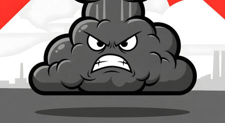 Angry Storm Cloud Cartoon Illustration