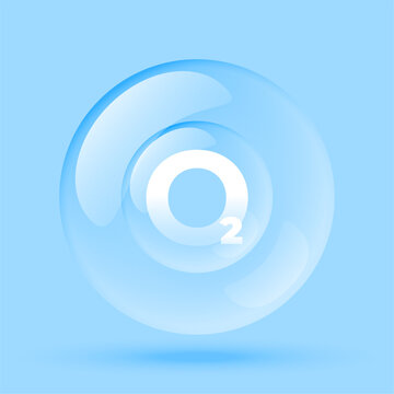 3d style glossy oxygen o2 molecule bubble symbol design
