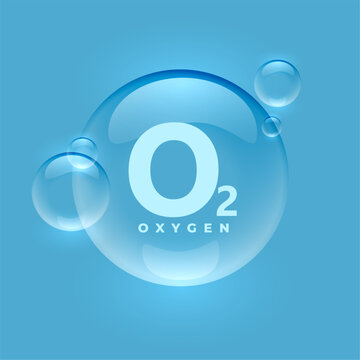oxygen o2 glossy bubbles symbol on blue background