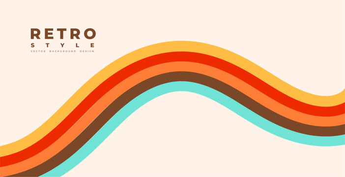retro style 70s curvy vintage line background
