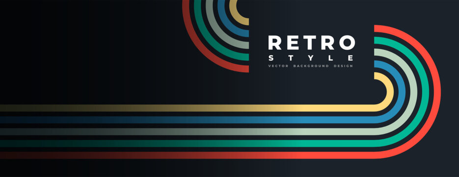 colorful stripe pattern dark background in retro style