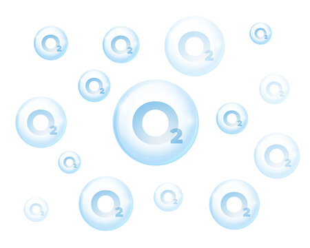 floating fresh oxygen o2 gas bubbles concept