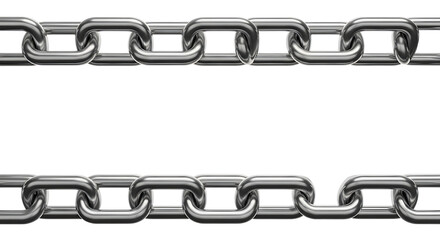 Obraz premium polished metal chain links framing a clean white background symbolizing strength security and strong connections.
