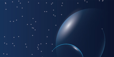 Abstract space background with blue planets, and starry night sky, outer space background. modern background. © Moh