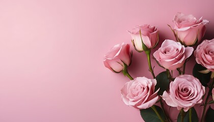 Fototapeta premium Pink rose and tulip bouquets on a white background