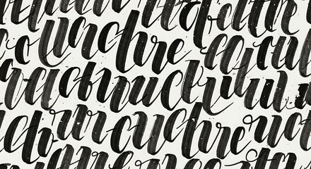 Fototapeta premium Elegant cursive handwriting sample showcasing varied alphabet letters and artistic flourishes