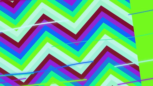 Seamless vector illustration of a bright rainbow geometric background featuring a colorful chevron pattern and abstract triangles in a retro zigzag style for a textured wallpaper backdrop