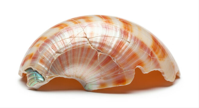 Scratched shell with intricate patterns isolated on a white background, showcasing natural texture and organic design