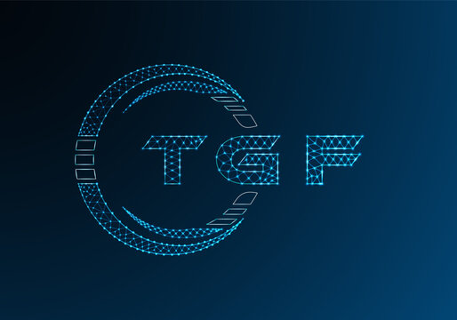 TGF low poly letter logo vector design. TGF lower poly logo design. Low poly logo.