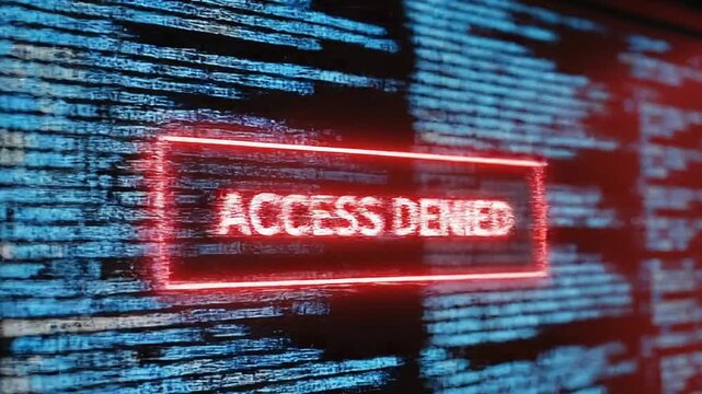 Cyber security concept with access denied warning message on digital computer screen display