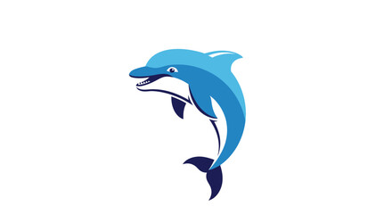 Fototapeta premium Blue Dolphin Illustration Jumping in Water.