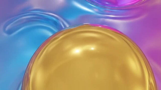 Vibrant abstract liquid l surface with flowing blue and gold shapes