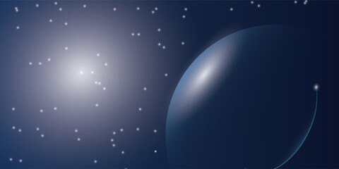 Abstract space background with blue planets, and starry night sky, outer space background. modern background. planets. © Moh