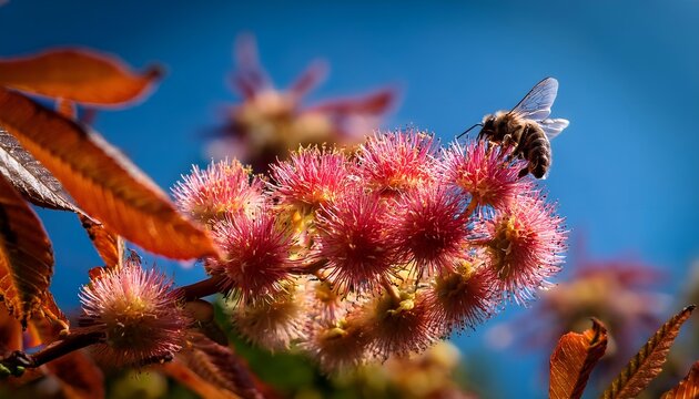 Honey Bee Collecting Nectar on Autumn Chestnut Flowers