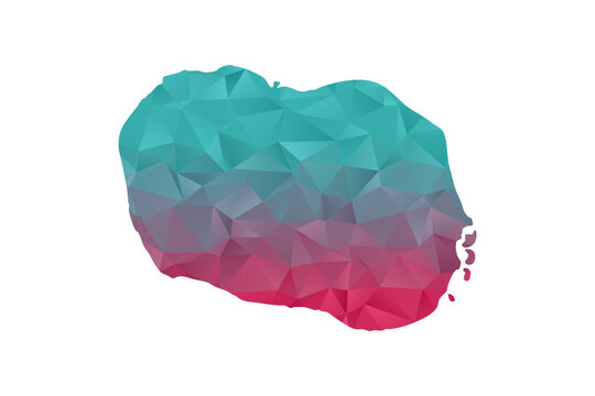 Cook Islands Map - Polygon Style Vector Illustration in Teal and Red Gradient, Low Poly Geometric Design, Isolated on White Background for Infographics and Education.