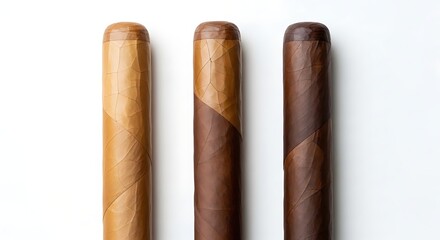 Three Cigars of Different Shades and Wrappings.