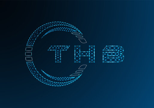THB low poly letter logo vector design. THB lower poly logo design. Low poly logo.