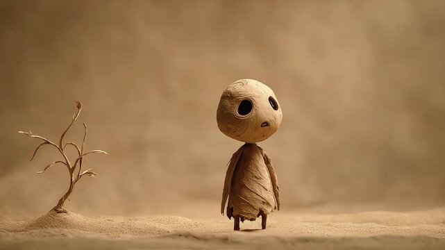A lone figure stands in an arid landscape, evoking feelings of isolation and contemplation, perfect for storytelling content.
