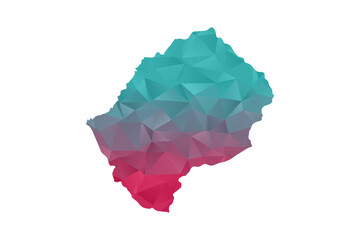 Lesotho Map - Polygon Style Vector Illustration in Teal and Red Gradient, Low Poly Geometric Design, Isolated on White Background for Infographics and Education.