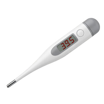 Digital thermometer displaying 38 5 degrees celsius