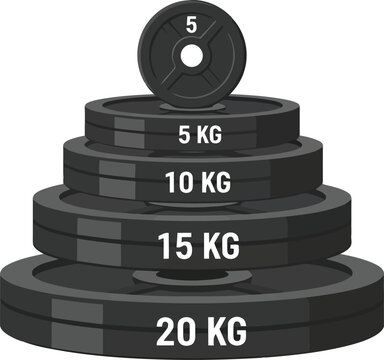 Weight plates stacked pyramid fitness equipment gym gear strength training exercise weights vector